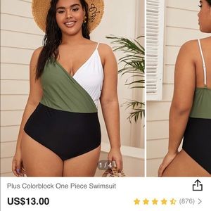 Plus Colorblock One Piece Swimsuit - SHEIN 3XL